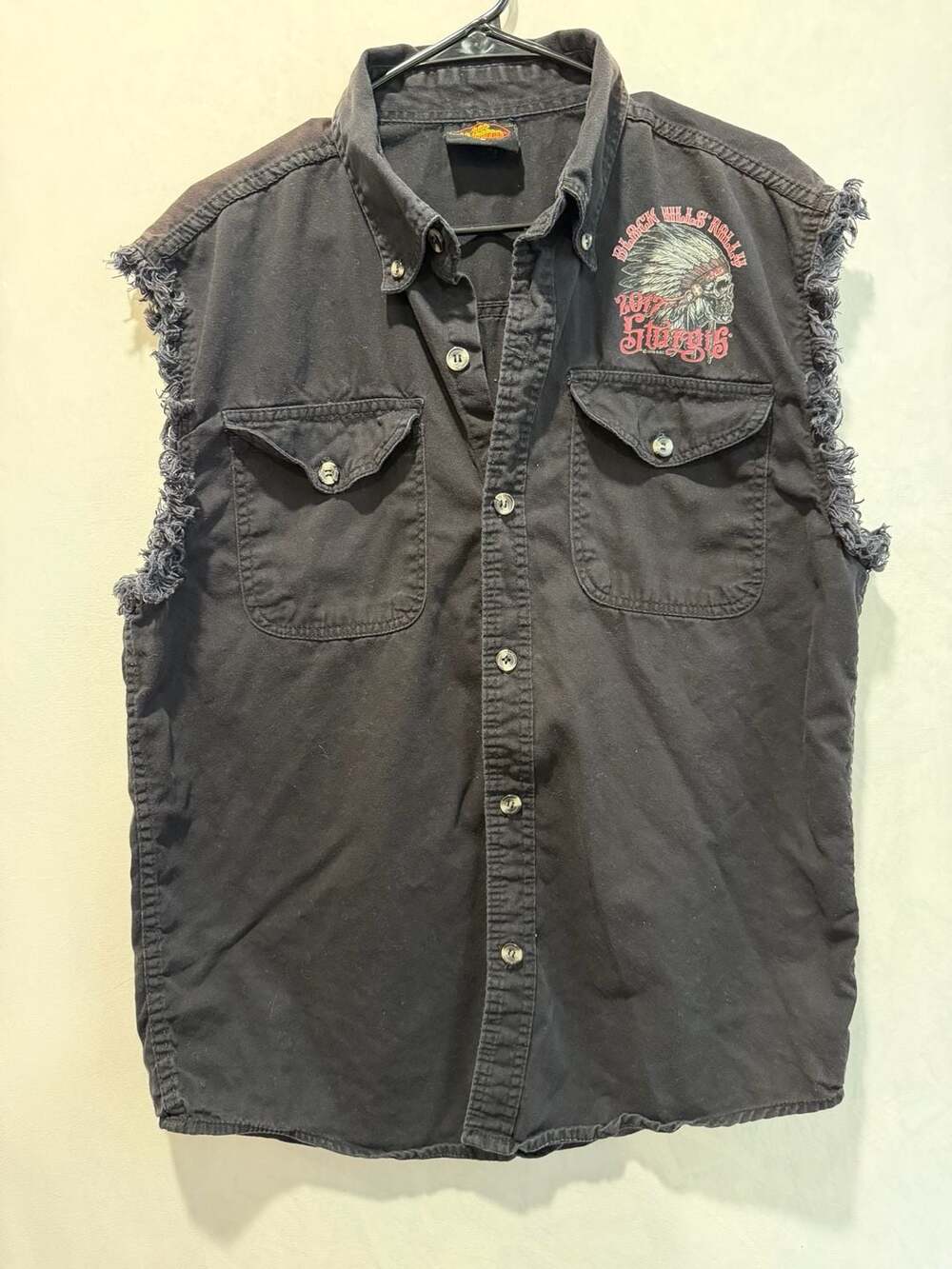 Hot Leathers Sturgis 2017 Size L Sleeveless Black Denim Vest